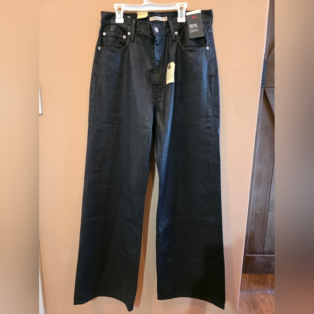 Levi's Premium Wonen Black Ribcage Wide Leg Jeans Size 30x32 NWT